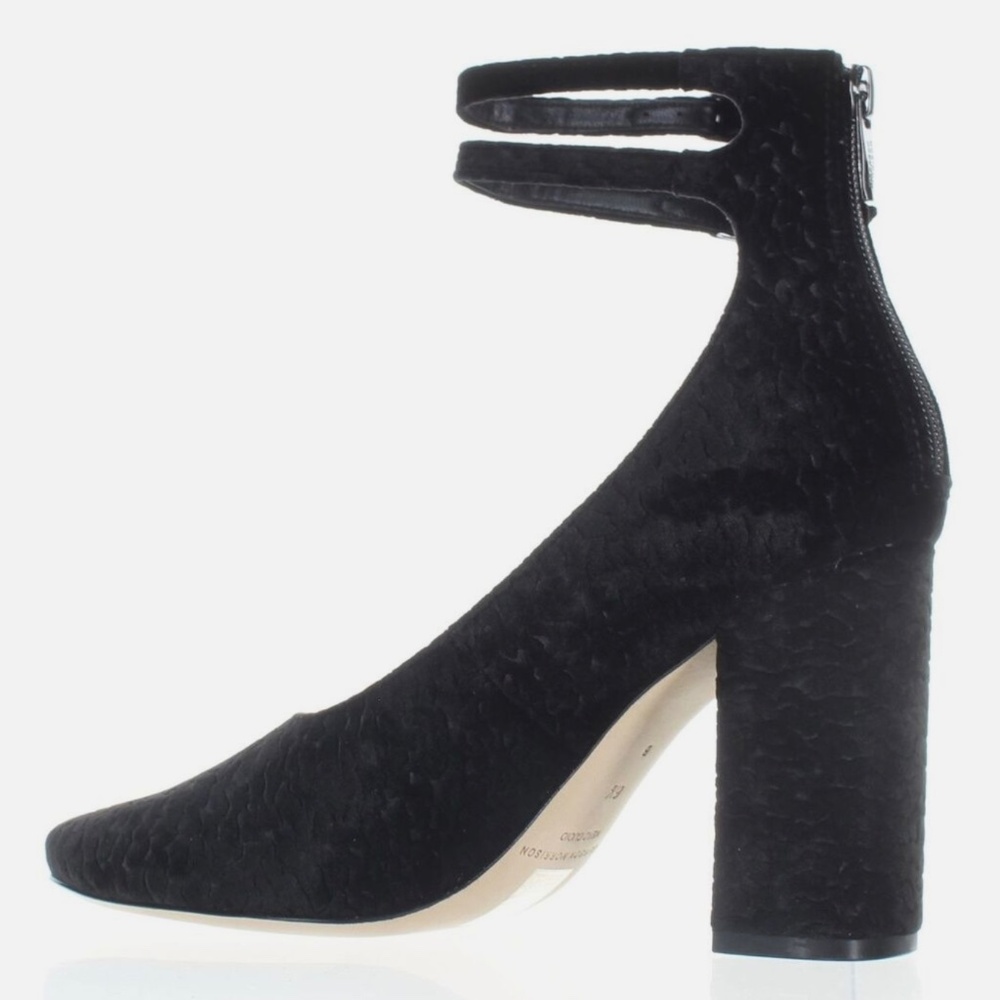 Sigerson Morrison Women's PLUM2 Pump Block Heel Ankle Strap Black Dress Shoe 6.5 - Picture 5 of 6